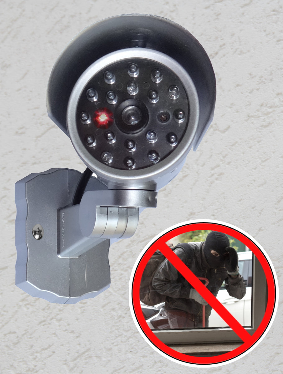 2 Stück Überwachungskamera Attrappe mit Blink-LED, Bewegungssensor