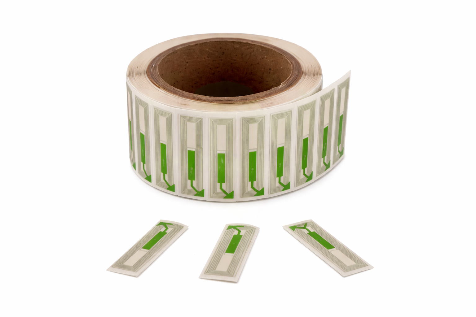 RF Sicherheitsetiketten transparent 15 × 52 mm – 8.2 MHz Warensicherung | 1000 Stück / Rolle