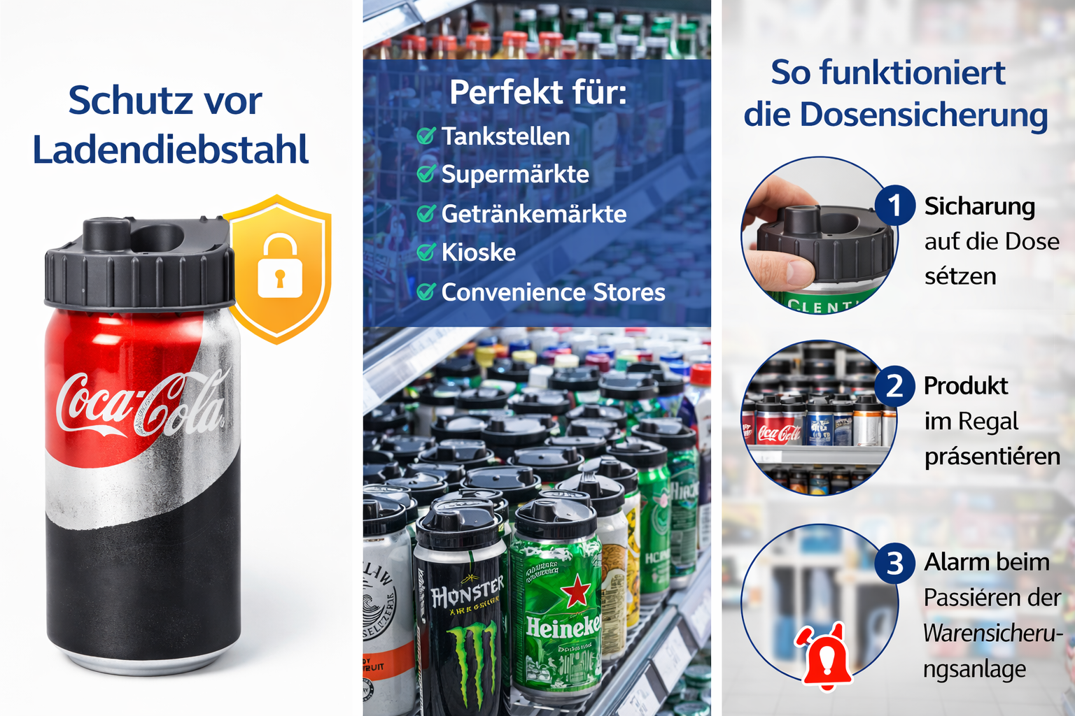 Warensicherung für Getränkedosen 250 ml – AM 58 kHz Dosensicherung für Energy Drinks & Softdrinks