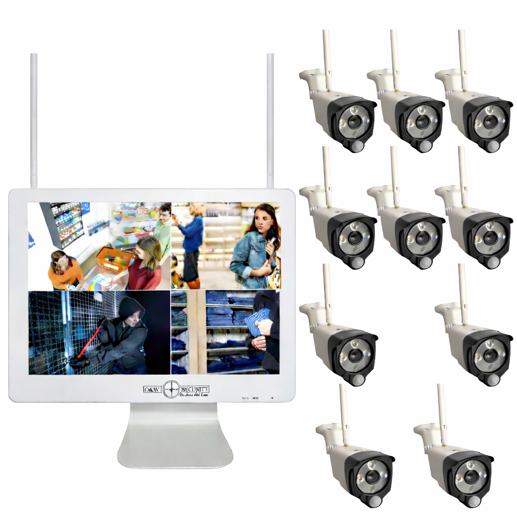 Videoüberwachung Set WiFi mit Monitor, 10 3 MP Kameras inkl  Montage & Leasing