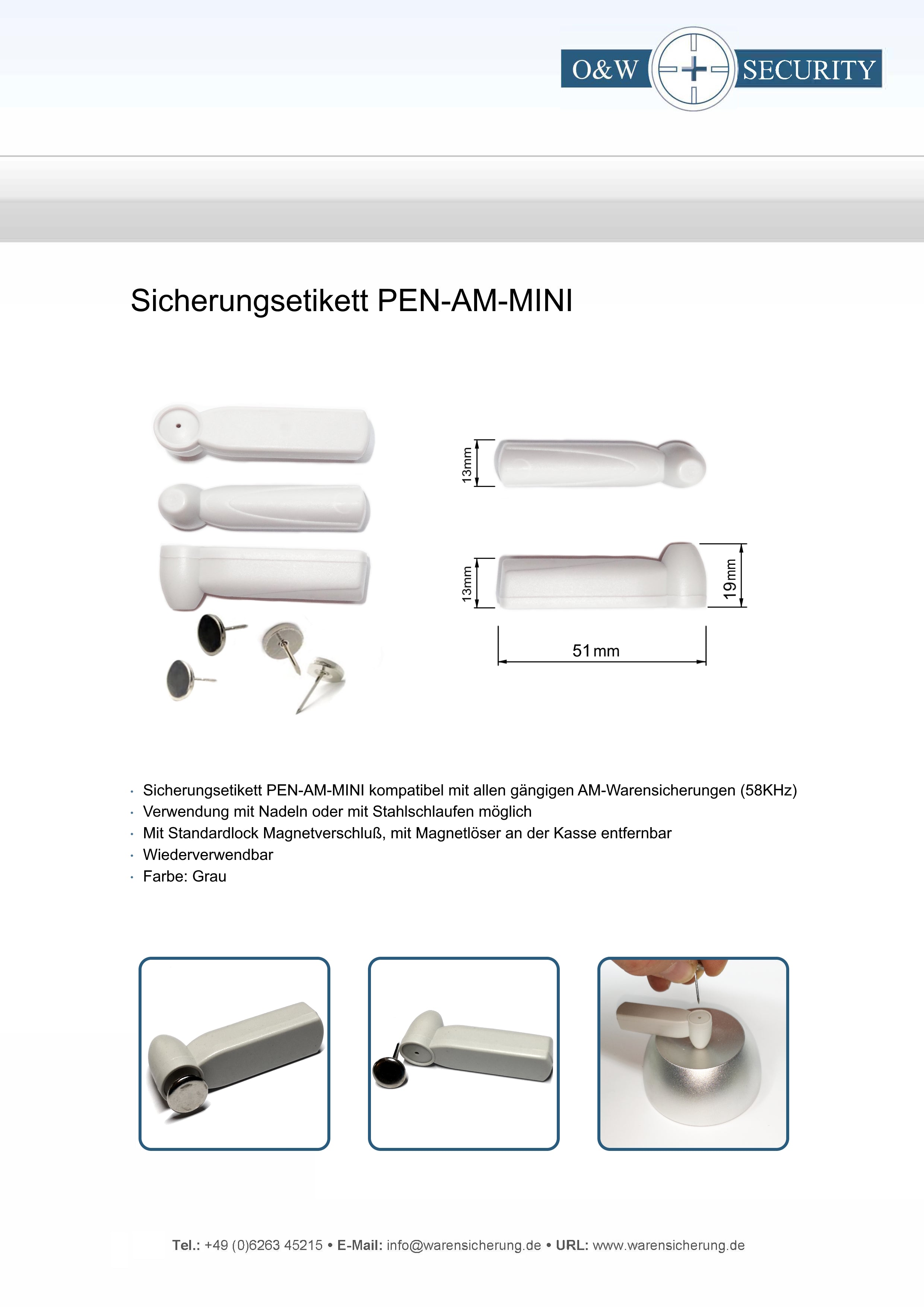 500 Sicherungsetiketten Hartetiketten PEN AM mit Nadel