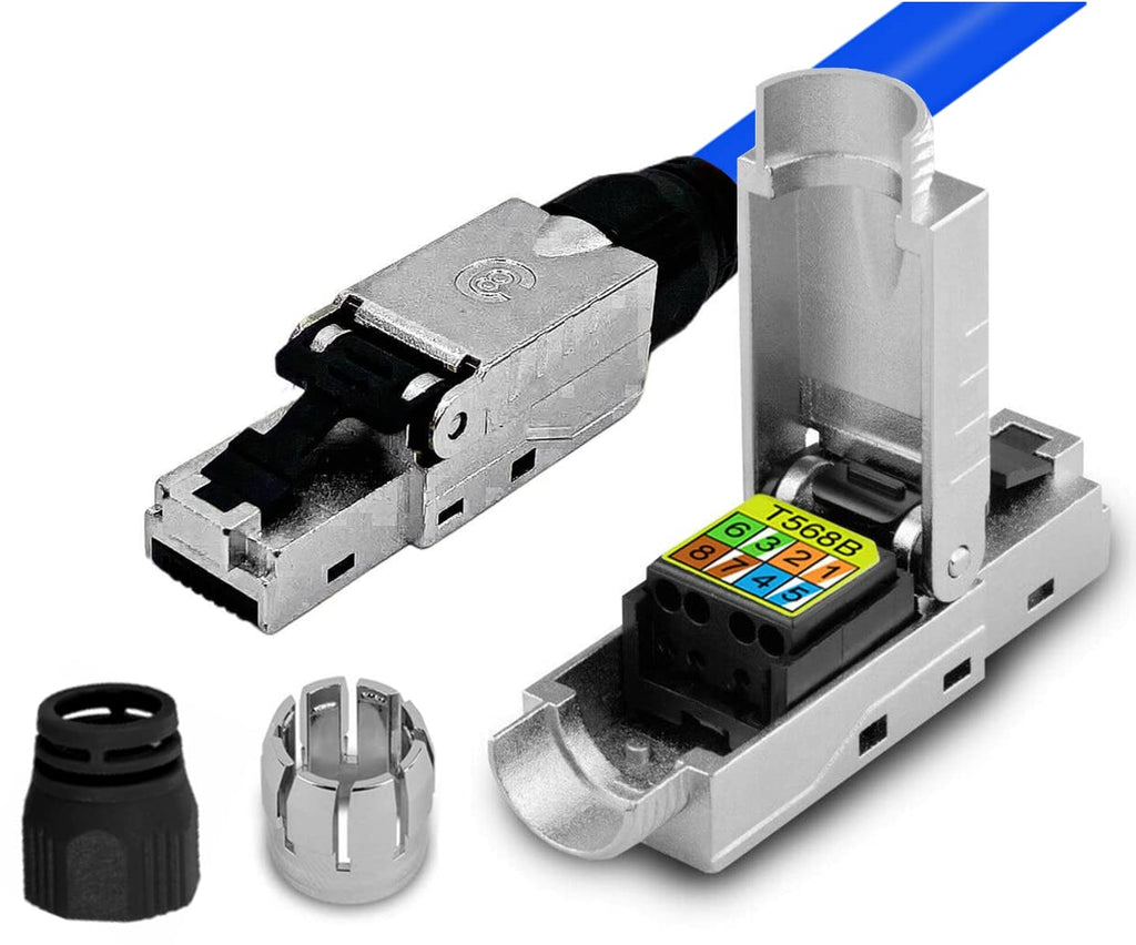 Netzwerkstecker CAT8 RJ45 Werkzeuglos abgeschirmt 40 Gbit pro Sek für Verlegekabel