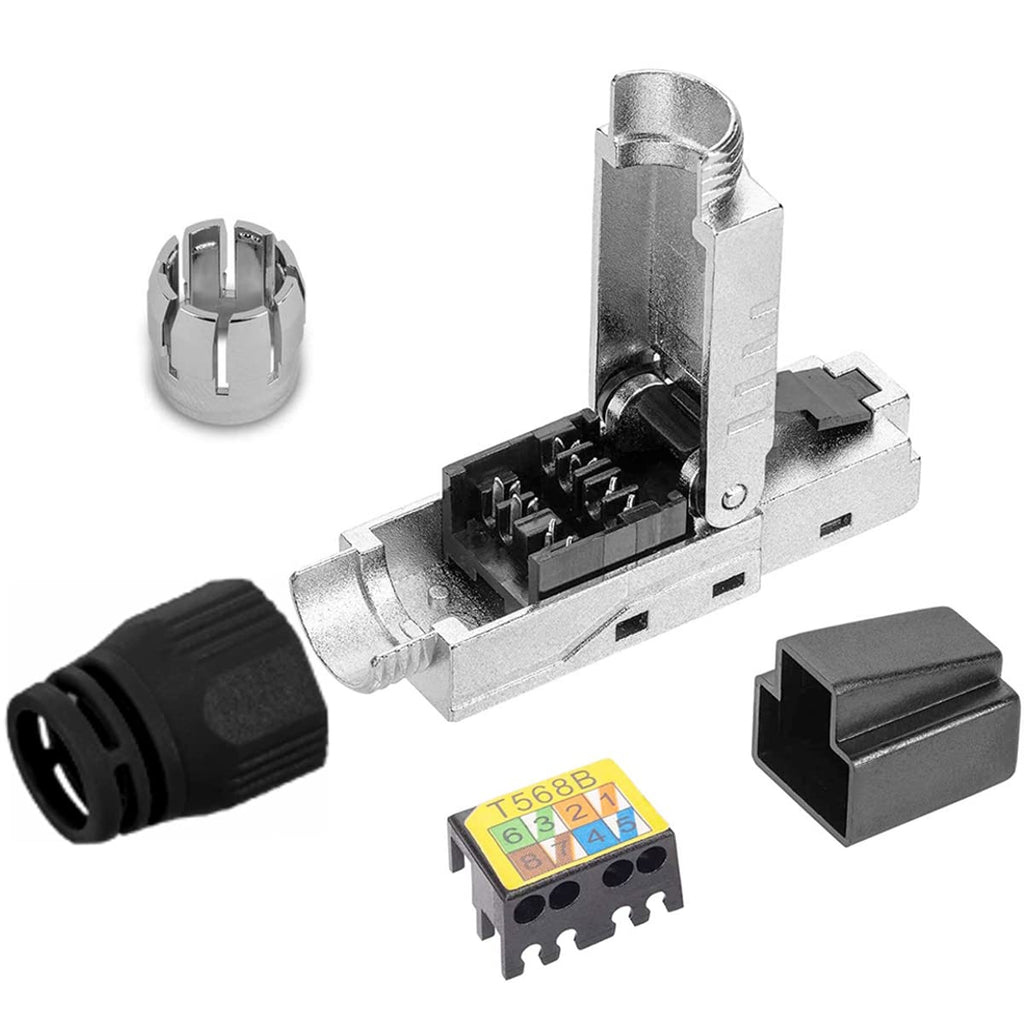 Netzwerkstecker CAT8 RJ45 Werkzeuglos abgeschirmt 40 Gbit pro Sek für Verlegekabel