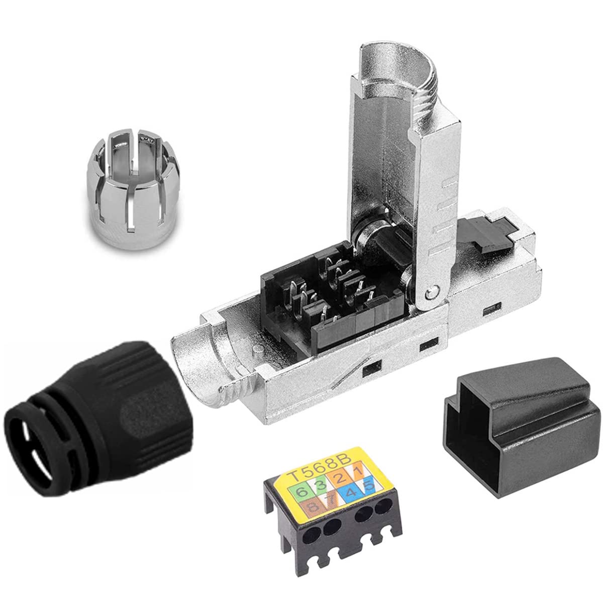 Netzwerkstecker CAT8 RJ45 Werkzeuglos abgeschirmt 40 Gbit pro Sek für Verlegekabel