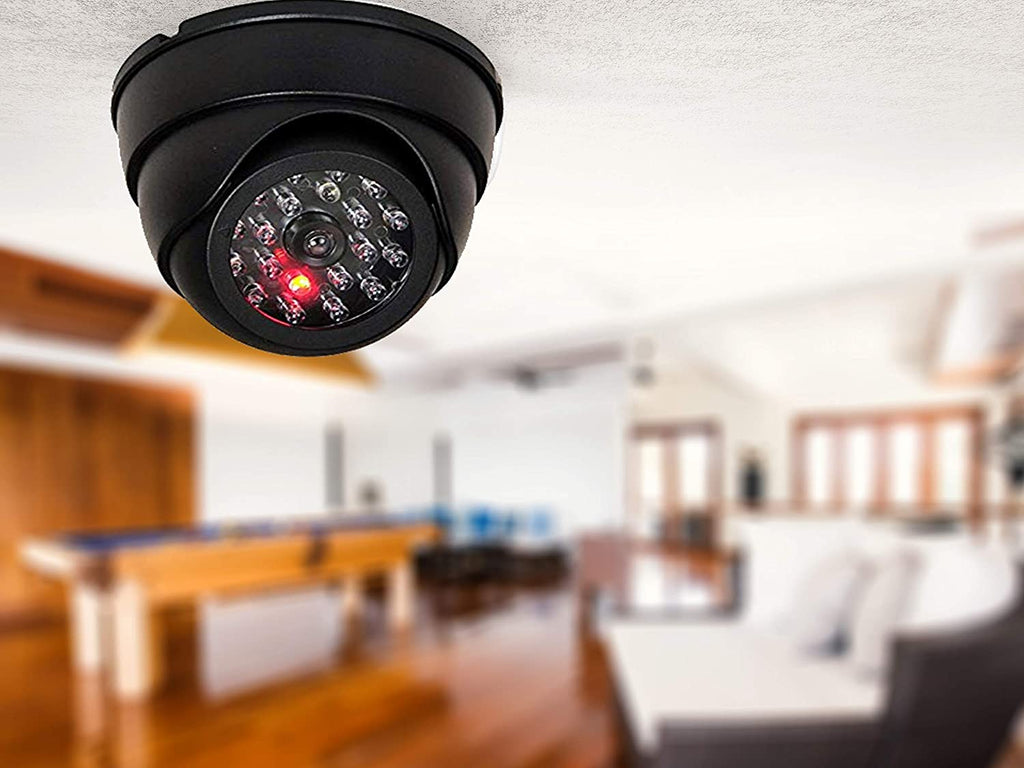 Dome Kamera Attrappe mit IR-Strahler, Objektiv & Blink-LED – Abschreckung