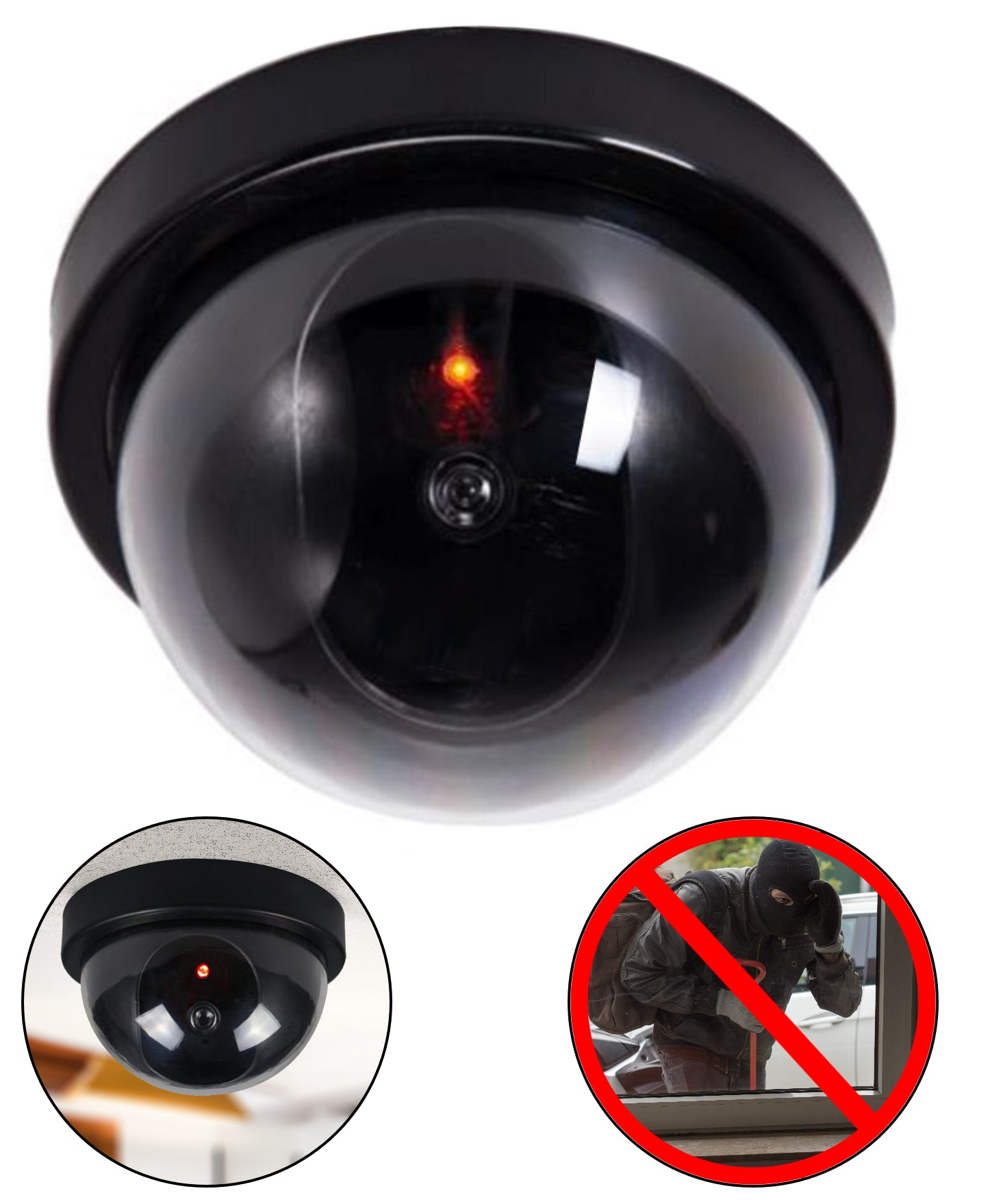 Dome - Überwachungskamera Dummy Sehr realistisch mit Blink-LED.