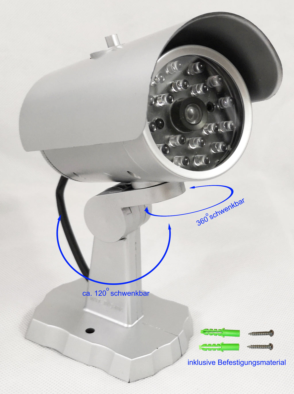 Dummy Kamera, Überwachungskamera als Attrappe mit Led Outdoor