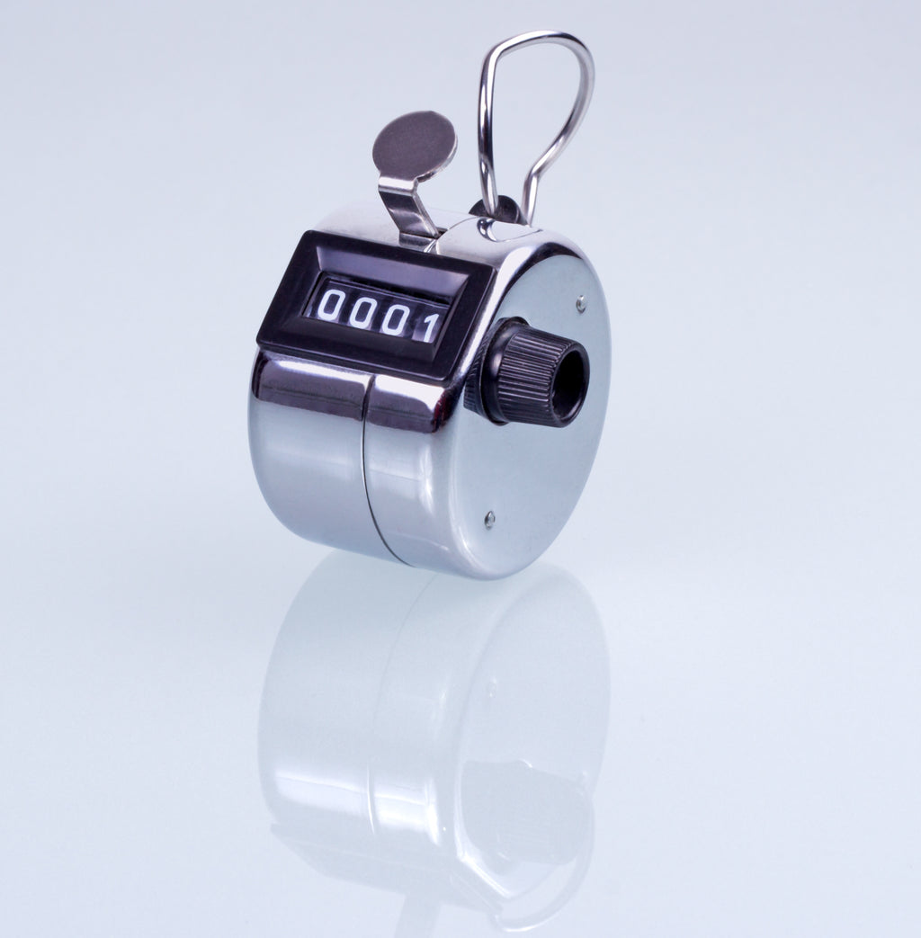 3 x Mechanischer Handzähler, Aufwärtszähler, Personenzähler, 4-Stellig