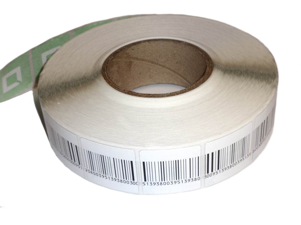 1000 Stück RF Klebeetiketten RF 8.2 MHz 4x4 cm mit Dummy Barcode deaktivierbar