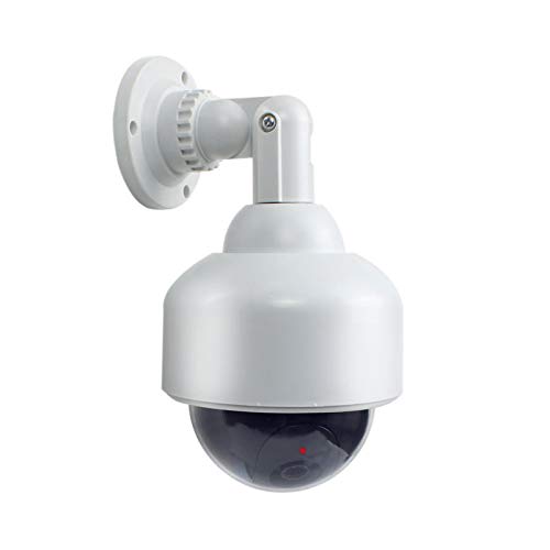2 x Speed Dome Kameras Attrappen mit Objektiv, Blink LED und Warnaufkleber