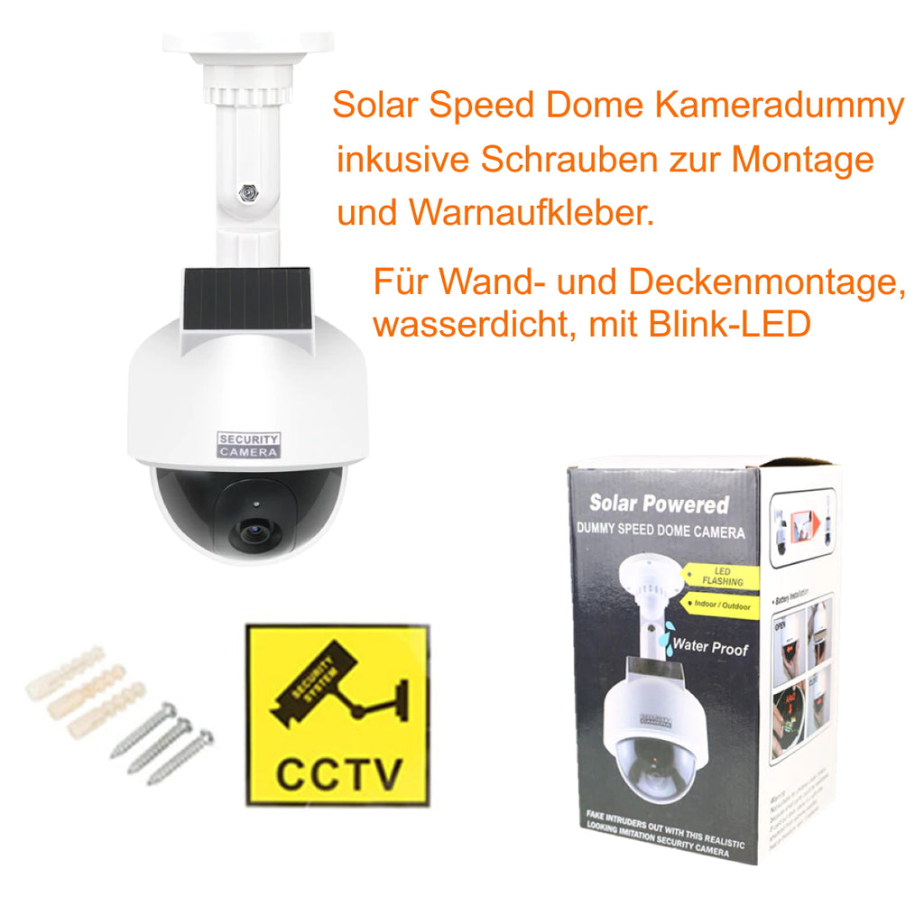 Solar Speed-Dome-Kamera-Attrappe, Blink-LED