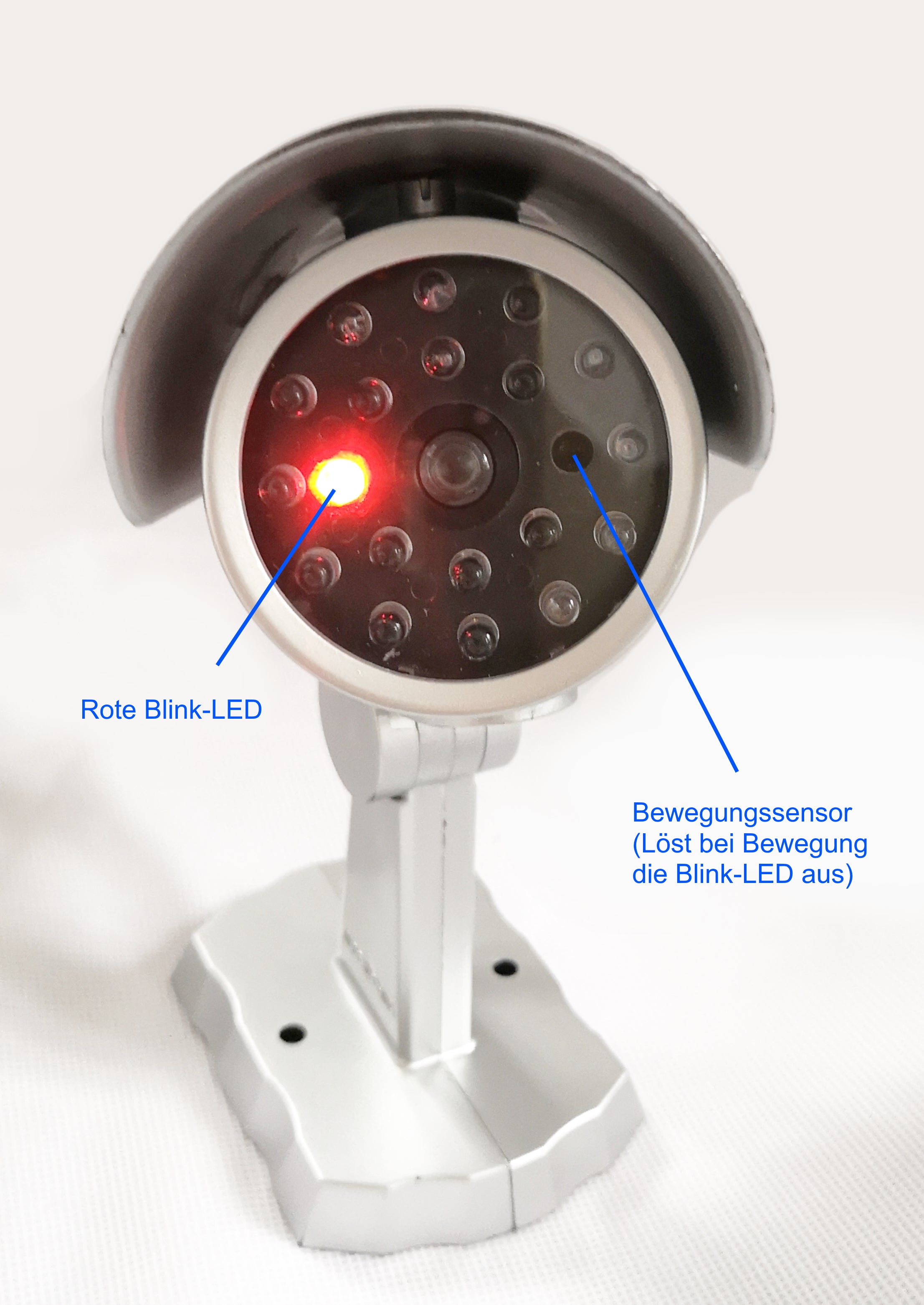 Dummy Kamera, Überwachungskamera als Attrappe mit Led Outdoor