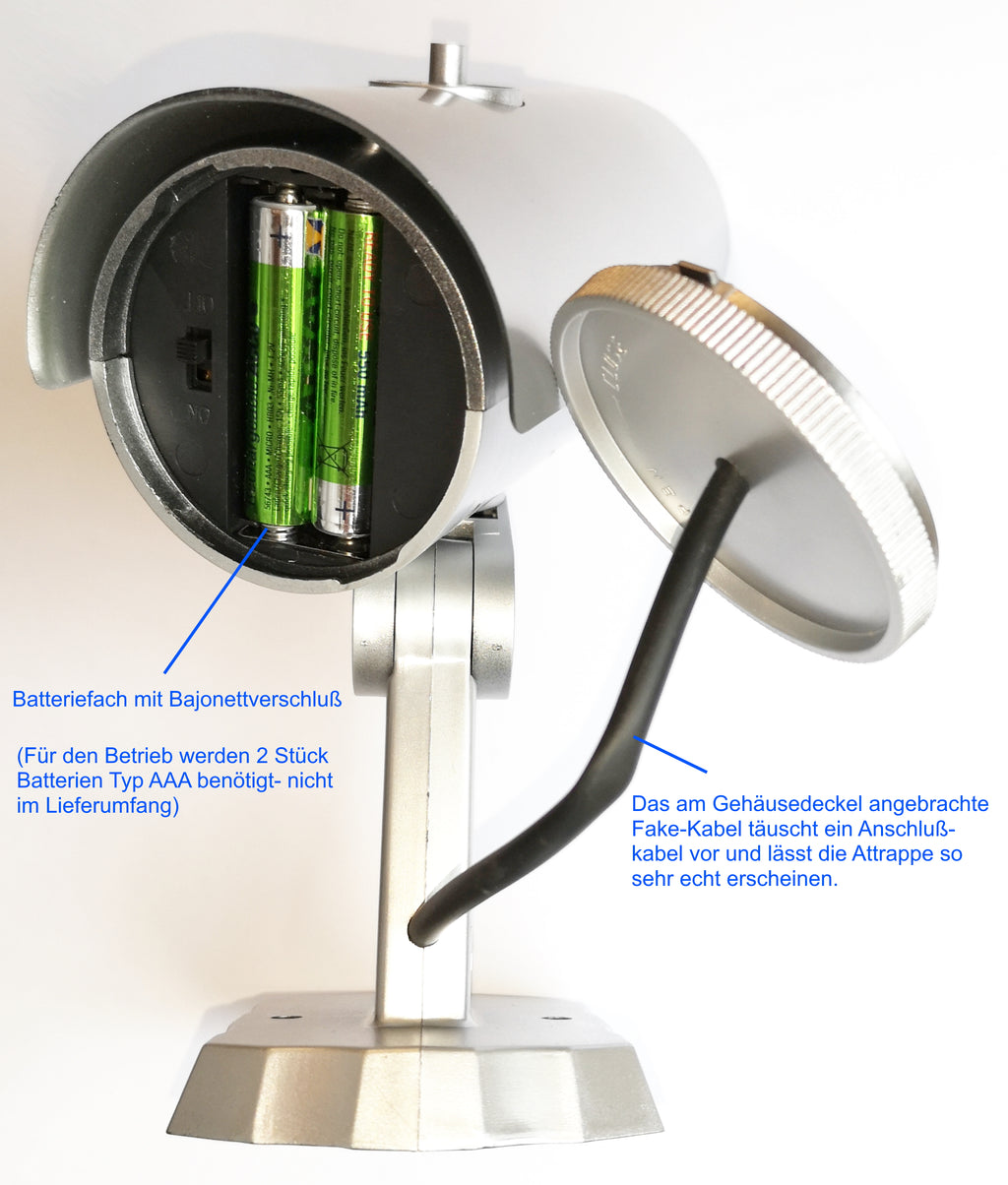 Dummy Kamera, Überwachungskamera als Attrappe mit Led Outdoor