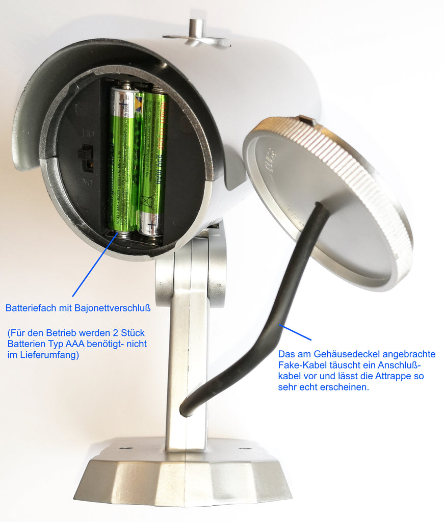 2 Stück Überwachungskamera Attrappe mit Blink-LED, Bewegungssensor in-/  outdoor – O&W Security